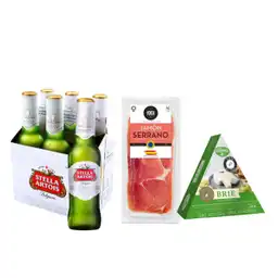 Combo Stella Artois + Jamón Serrano + Queso Brie Maduro Mohos