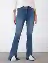 Jean Flare Con Bota Desflecada Azul Índigo Medio Talla 6 Mujer Naf Naf