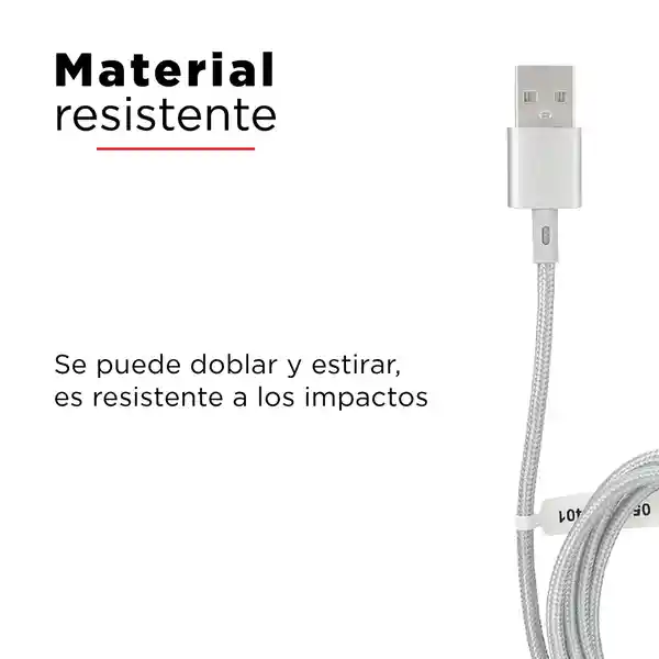 Cable de Datos Trenzado Carga Rápida Micro 3A Plateado