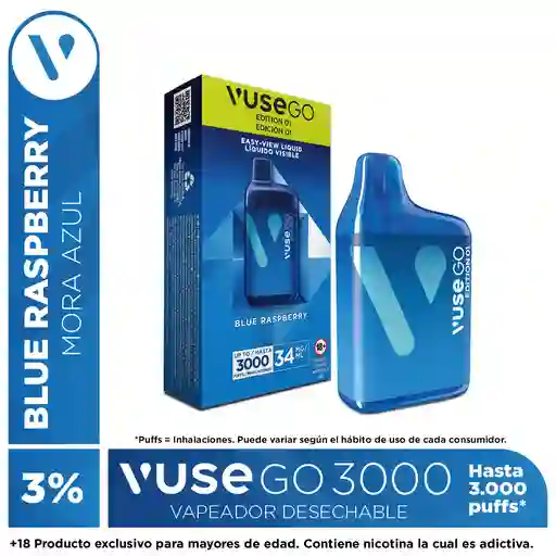 Vuse Go Vapeador Blue Raspberry 3000 Puffs