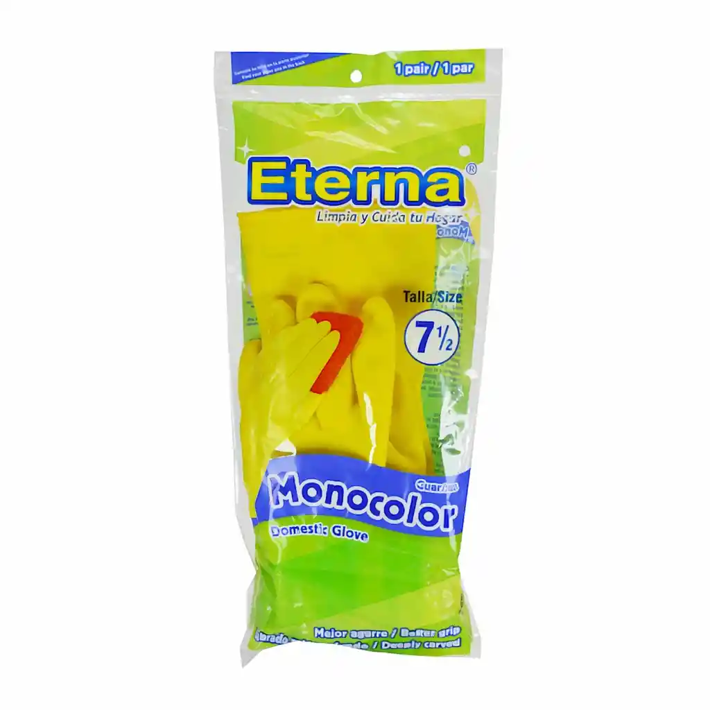 Eterna Guantes Monocolor Domestico Amarillo Talla 7 1/2