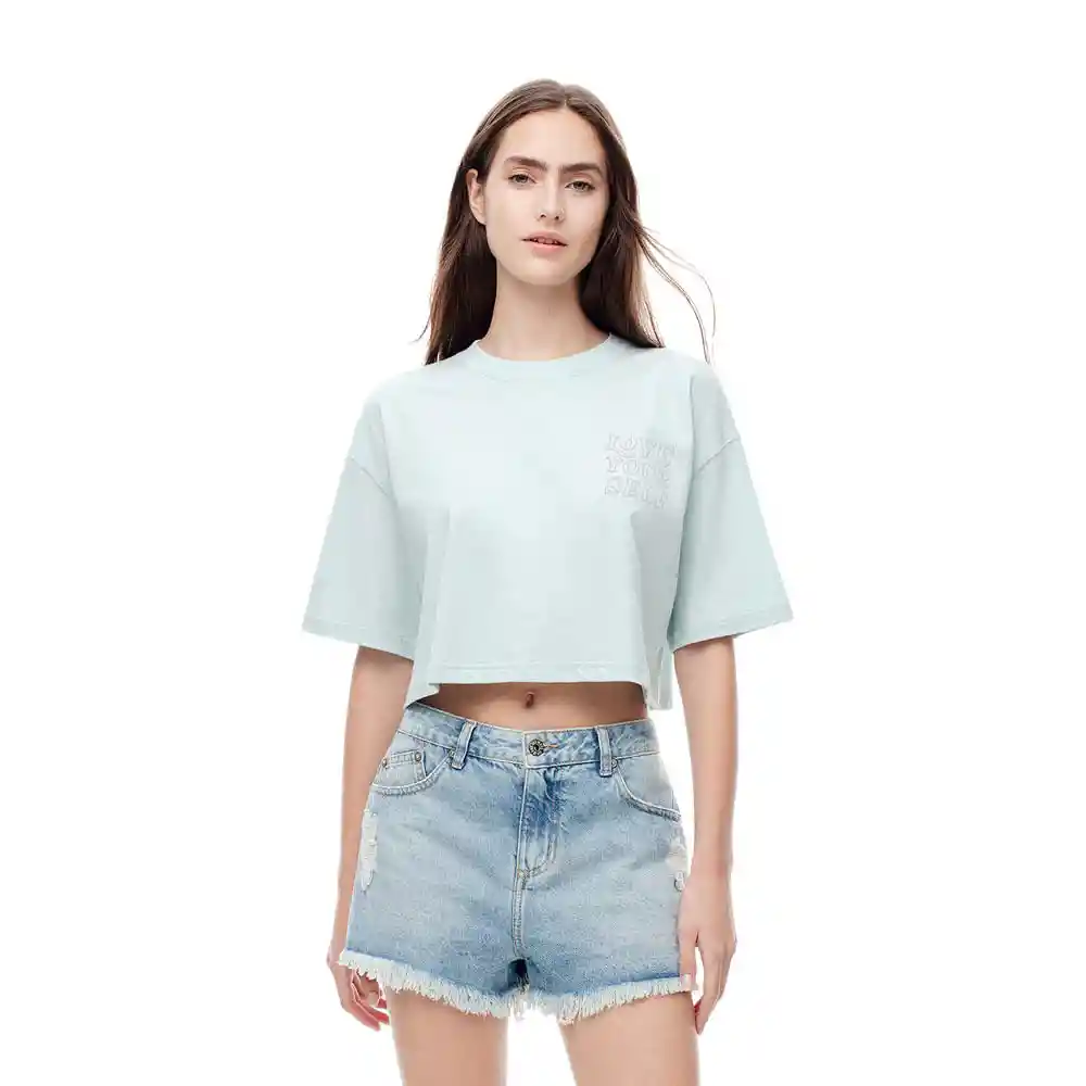 Camiseta Manga Corta Cuello Redondo Algodón Femenino Lafo T-shirt Gef Talla L