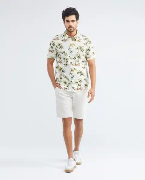 Palms Resort Shirt M/c Crudo Prístino Claro Talla M Hombre Chevignon