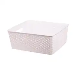 Canasto Simil Rattan Blanco 36.5x30.5x13 Cm