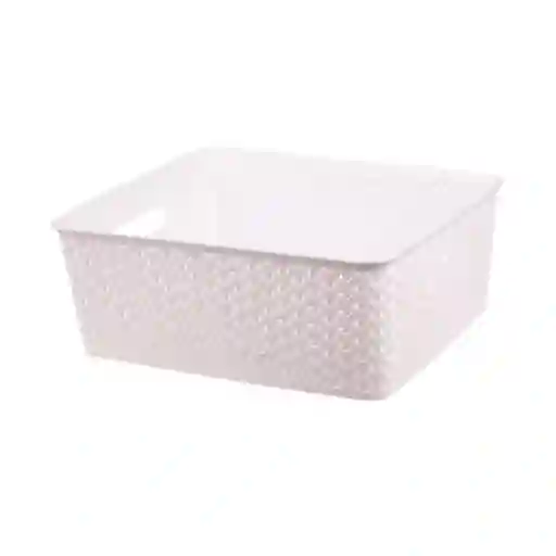 Canasto Simil Rattan Blanco 36.5x30.5x13 Cm
