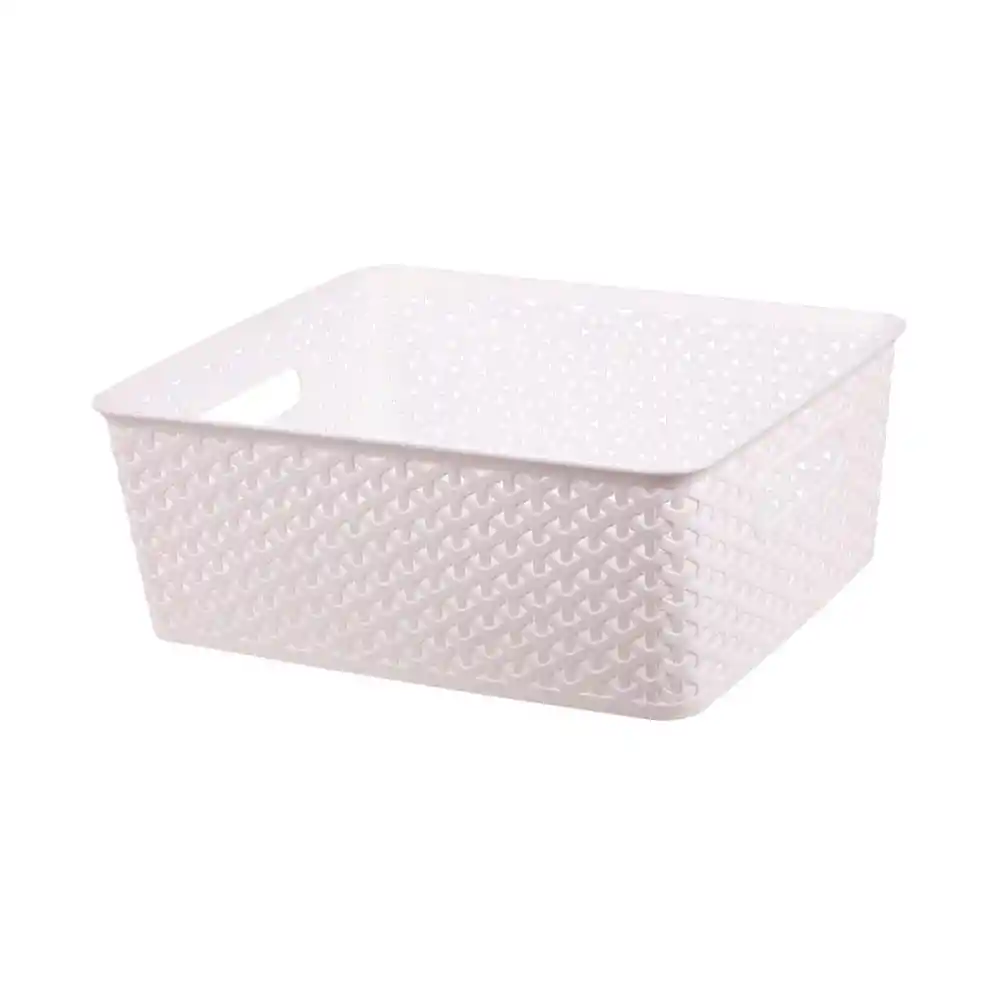 Canasto Simil Rattan Blanco 36.5x30.5x13 Cm