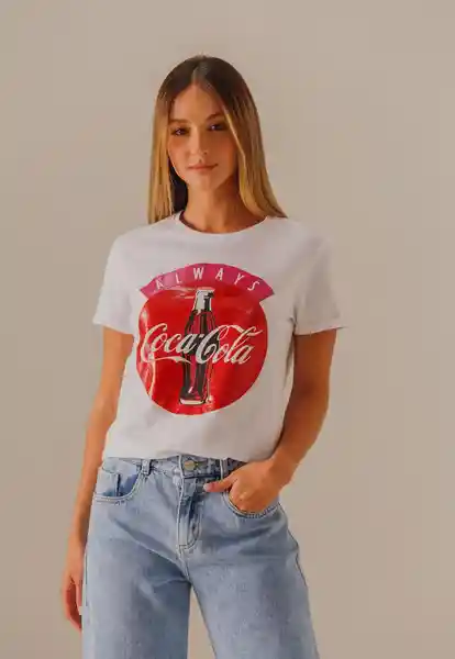 Coca Cola Camiseta Manga Corta Color Blanco Talla M