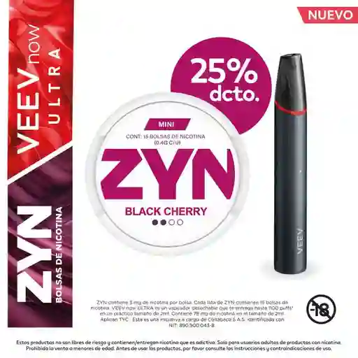 Combo ZYN Cereza Negra 3 mg + Veev Ultra