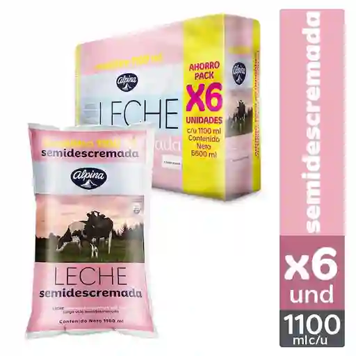 6x Leche Semidescremada Alpina