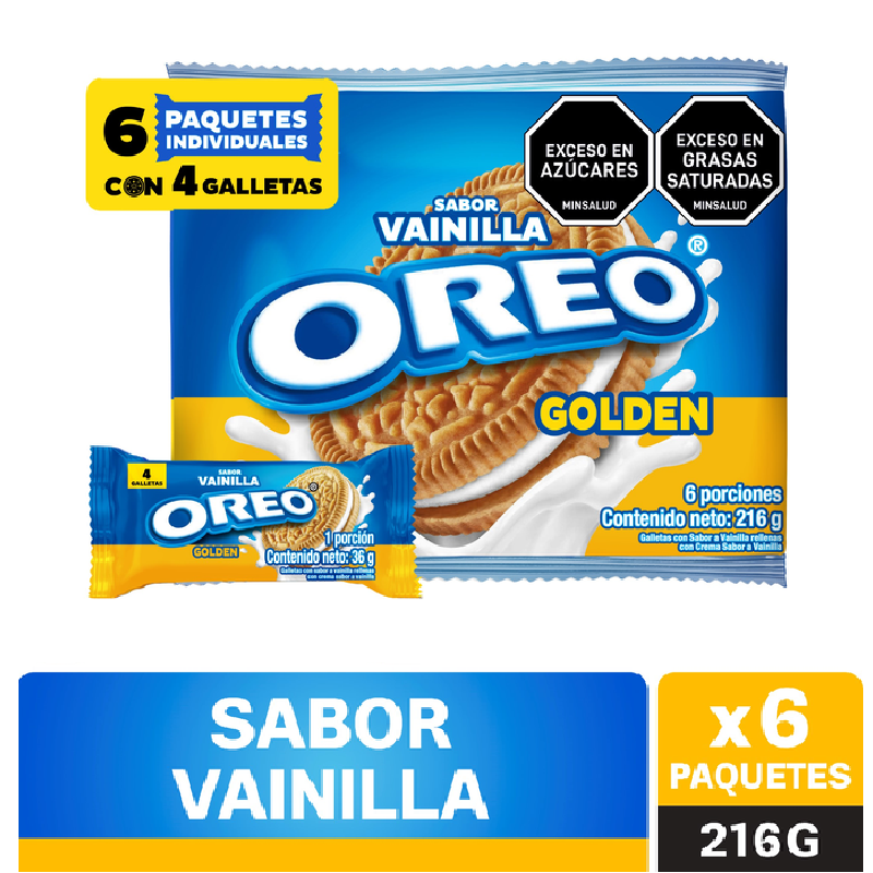 Galletas Oreo Golden Sabor Vainilla Rellenas 216g
