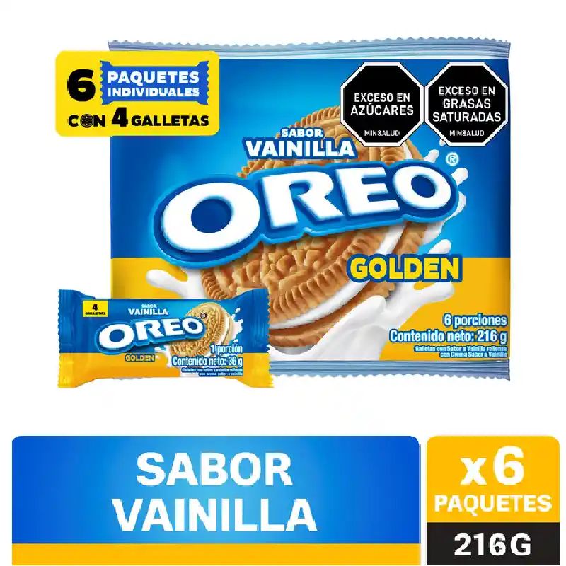 Oreo Galleta Golden Pack 6 X 36g