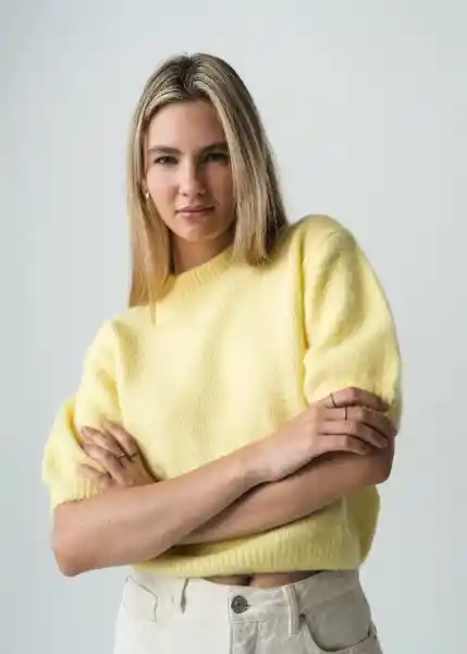 Saco Tejido Mujer Amarillo Creme Claro Talla S 082G085 Naf Naf
