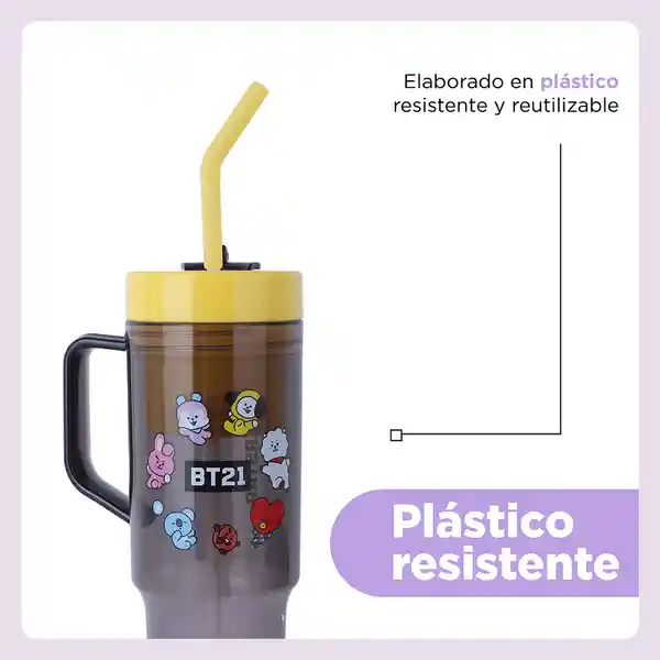 Vaso de Con Pitillo Serie Bt21 Amarillo Miniso