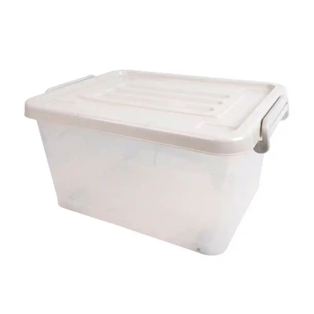 Caja Organizadora Rueda Transparente Color Piedra