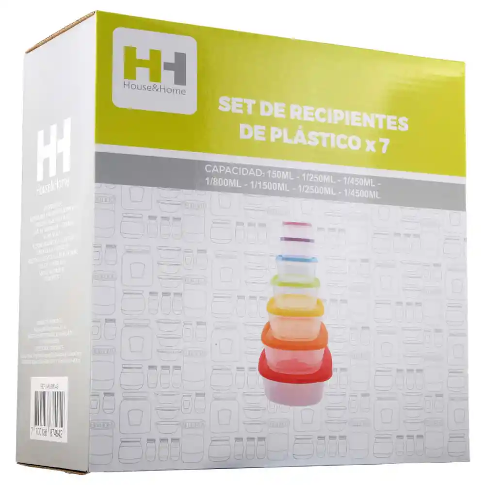 Set Recipiente H&h Plástico X6 Unds Ak05m049