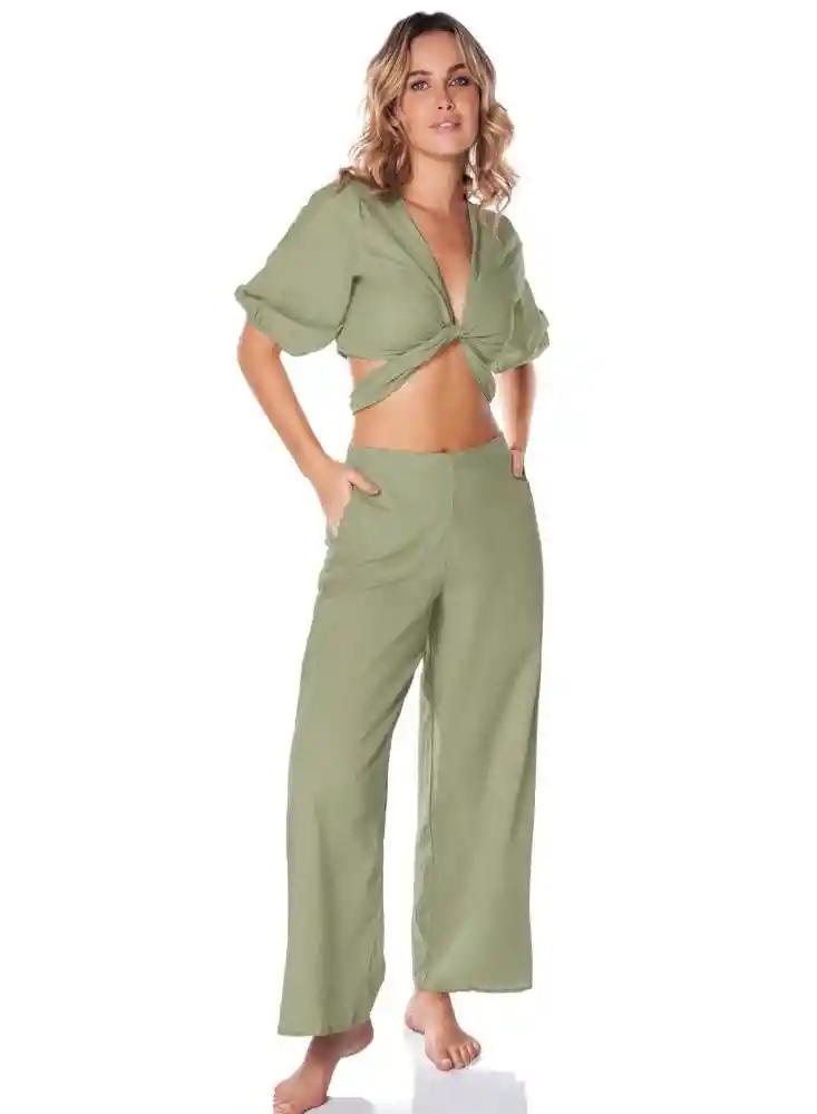 Pantalon Ancho M-verde Mil