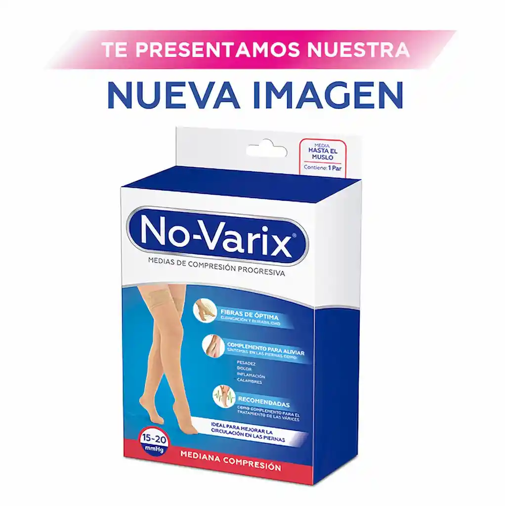 No-Varix Media Muslo Banda Siliconada 15-20 mm/hg Sahara XL