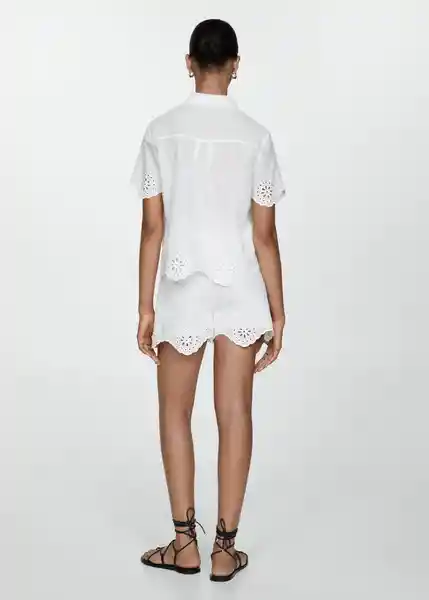 Short Dam-h Blanco Talla M Mujer Mango