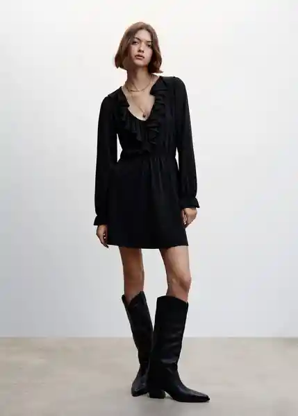 Vestido Mossito Negro Talla 24 Mujer Mango