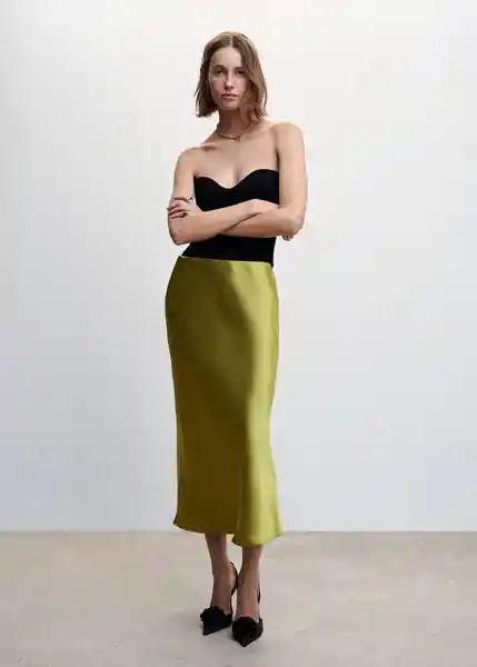 Falda Mia2 Verde Talla L Mujer Mango