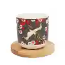 Taza de Cerámica Con Posavasos de Bambú Serie de Flores Miniso