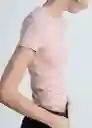 Camiseta Belmonte Rosa Pastel Talla M Mujer Mango