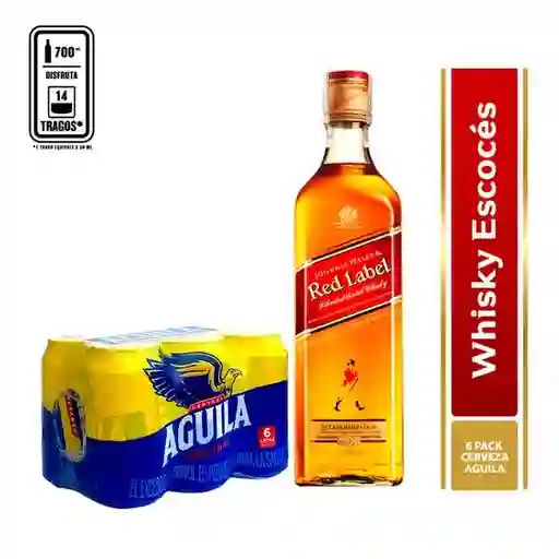 Johnnie Walker Red 700ml + 6pack De Cerveza Aguila