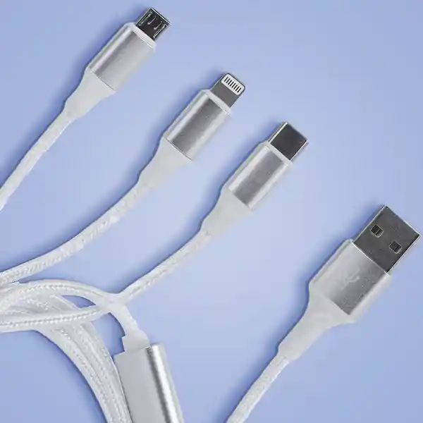 Cable de Carga y Datos 3 en 1 Romoss Plateado Mod Cb25a Miniso