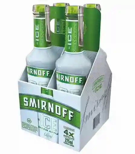 Pack X4 Coctel Smirnof Ice Green Apple Botella 275 Ml