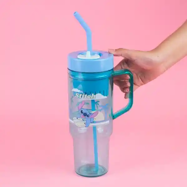 Vaso Plástico Pitillo Serie Lilo & Stitch Stitch 1250 mL Miniso