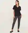Blusa Manga Corta Con Cuello Mao Y Escote V