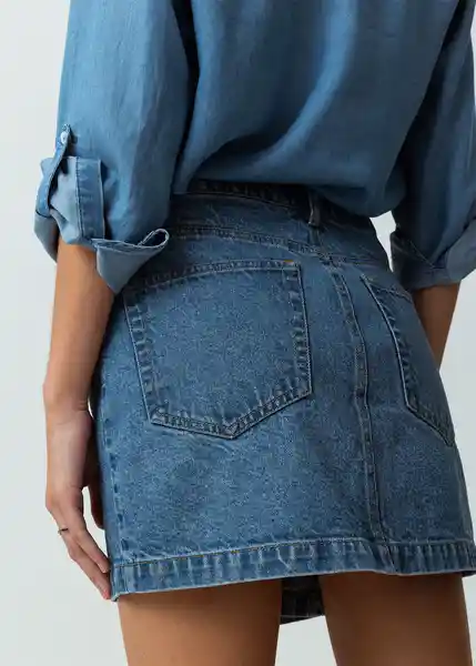 Falda Fungi Mujer Azul Indigo Medio Talla 12 Naf Naf