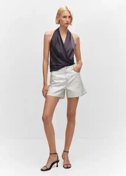 Short Foil Plata Talla 32 Mujer Mango