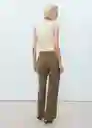 Pantalón Carlos Khaki Talla 36 Mujer Mango