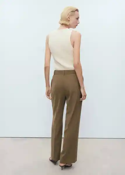 Pantalón Carlos Khaki Talla 36 Mujer Mango