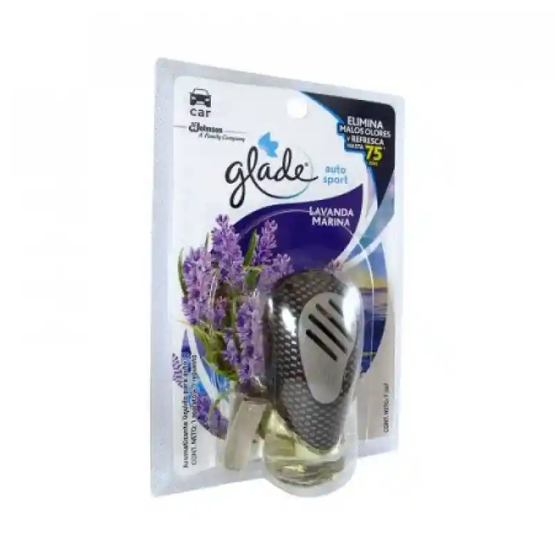 Glade ambientador carro líquido lavanda marina  unidad + 1 repuesto, 7ml