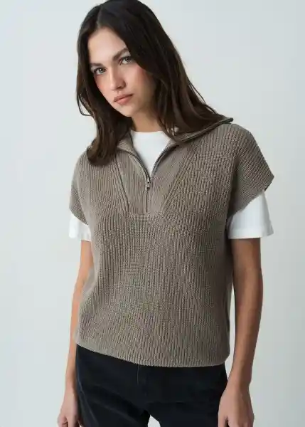 Blusa Manga Sisa Tejido Gris Aluminio Claro M/L 082G070 Naf Naf