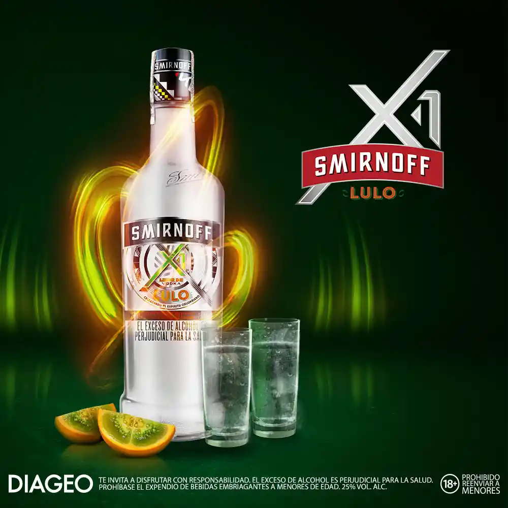 Smirnoff x1 Lulo vodka saborizado listo para tomar 750 ml