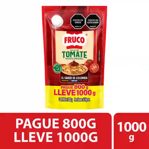 Salsa de Tomate Fruco Doypack Pague 800 g Lleve 1000 g