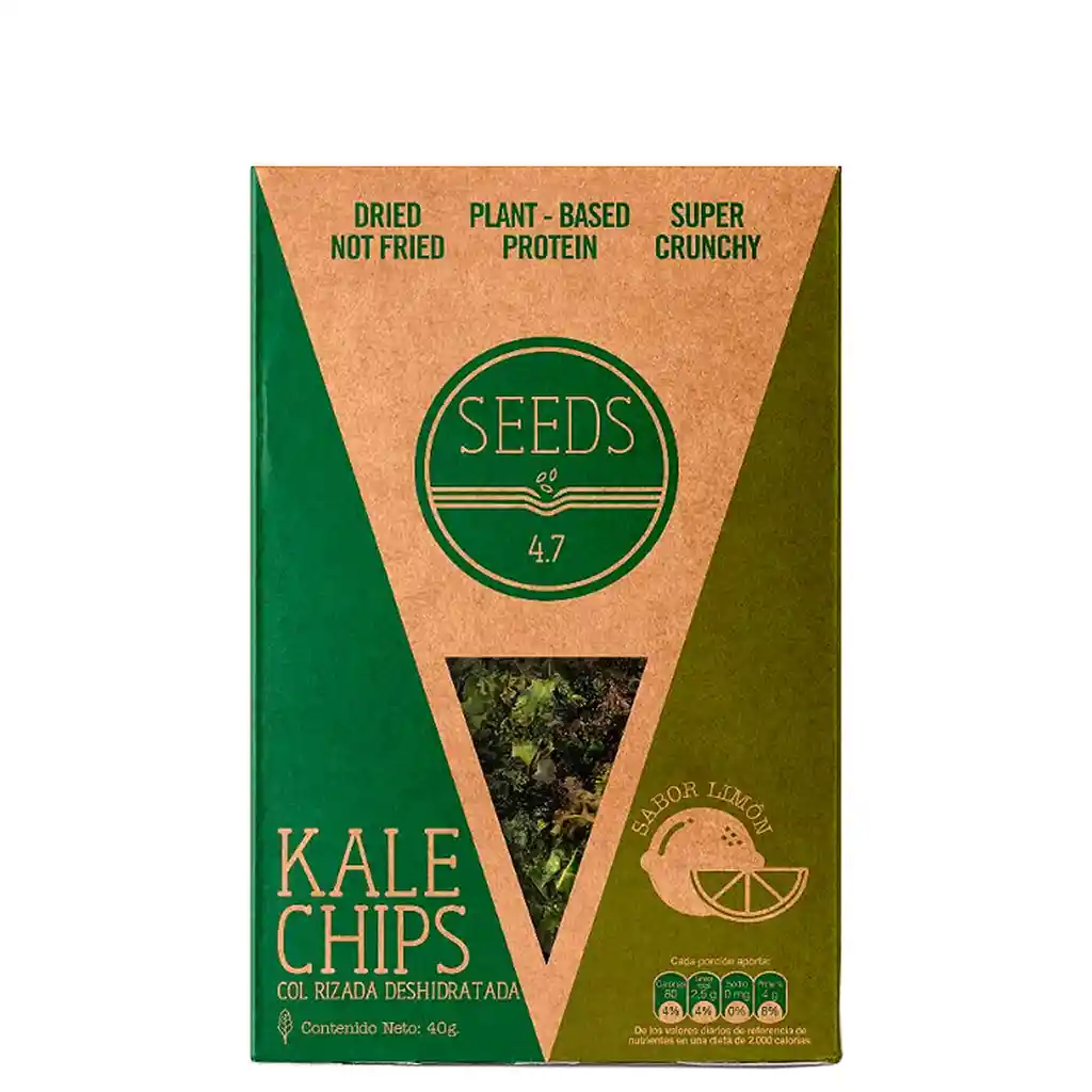 Seeds Chips de Col Rizada Deshidratada Sabor a Limón
