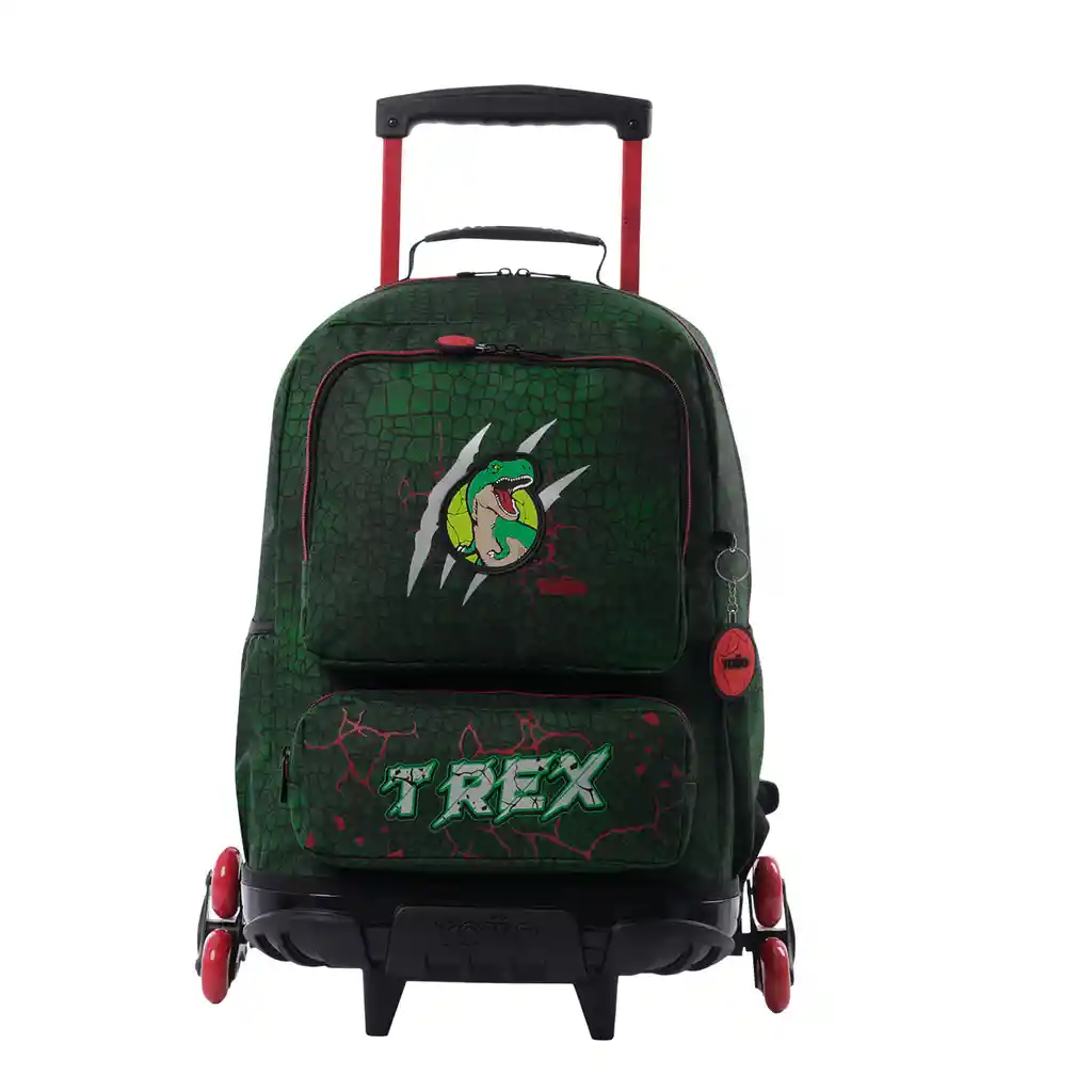 Morral Con 3 Ruedas Niño Rex Dino Grande Verde