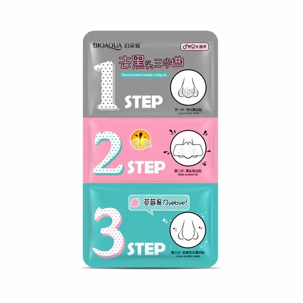 Bioaqua Parche Limpiador Puntos Negros 3 Pasos