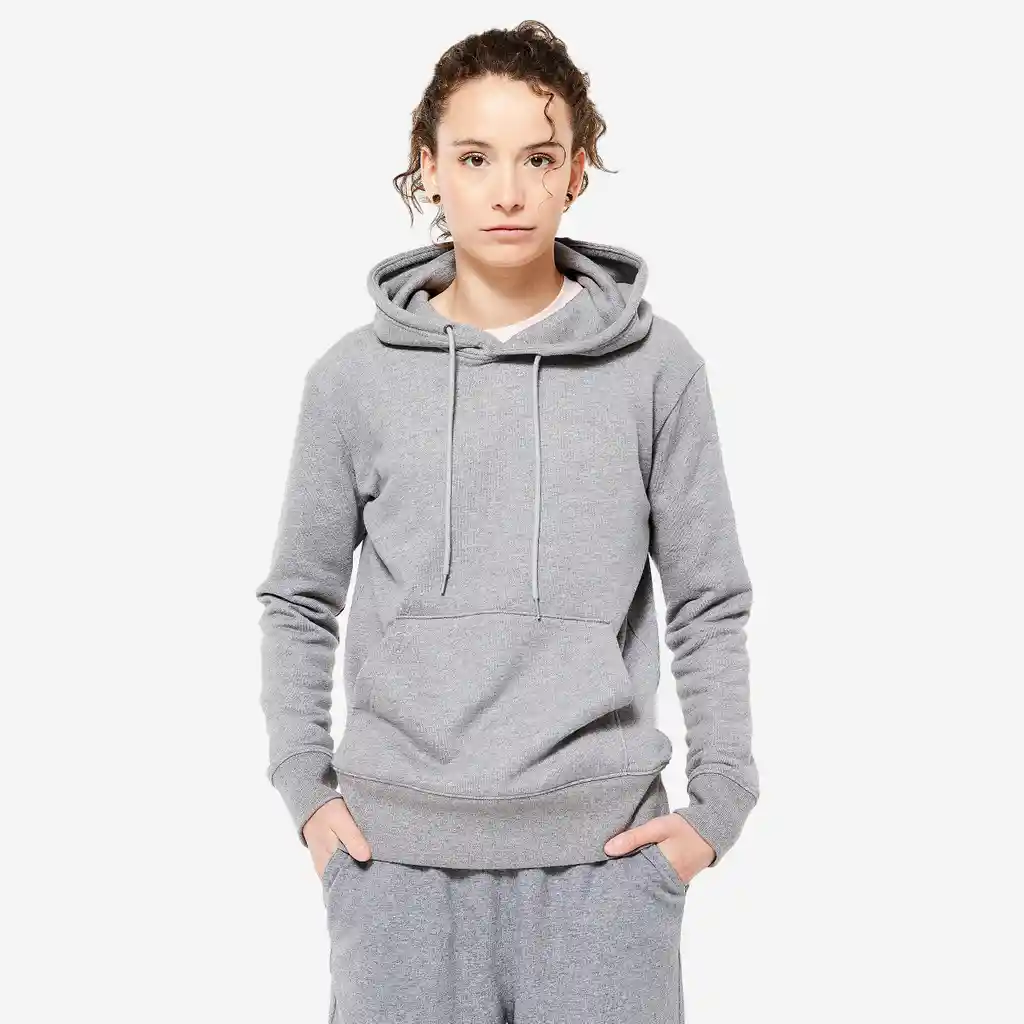 Hoodie de Fitness Para Mujer Domyos 500 Gris