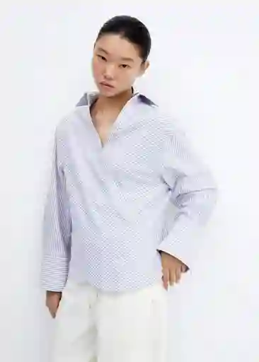 Camisa Maro Azul Talla M Mujer Mango