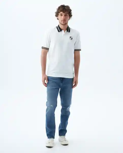 Camiseta Hombre Blanco y Negro Talla M 809f021 Americanino