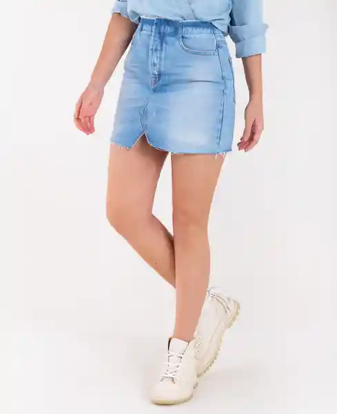 Falda Corta De Denim Azul Indigo Medio Talla 10 Mujer Naf Naf