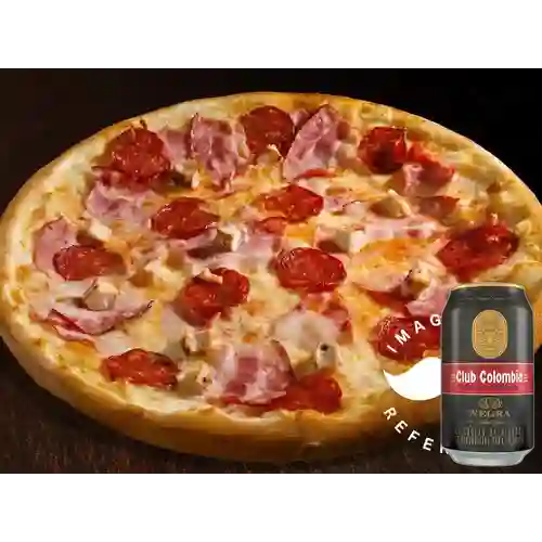 Combo Pizza de 4 Carnes + Club col. Negra Lta 330ml