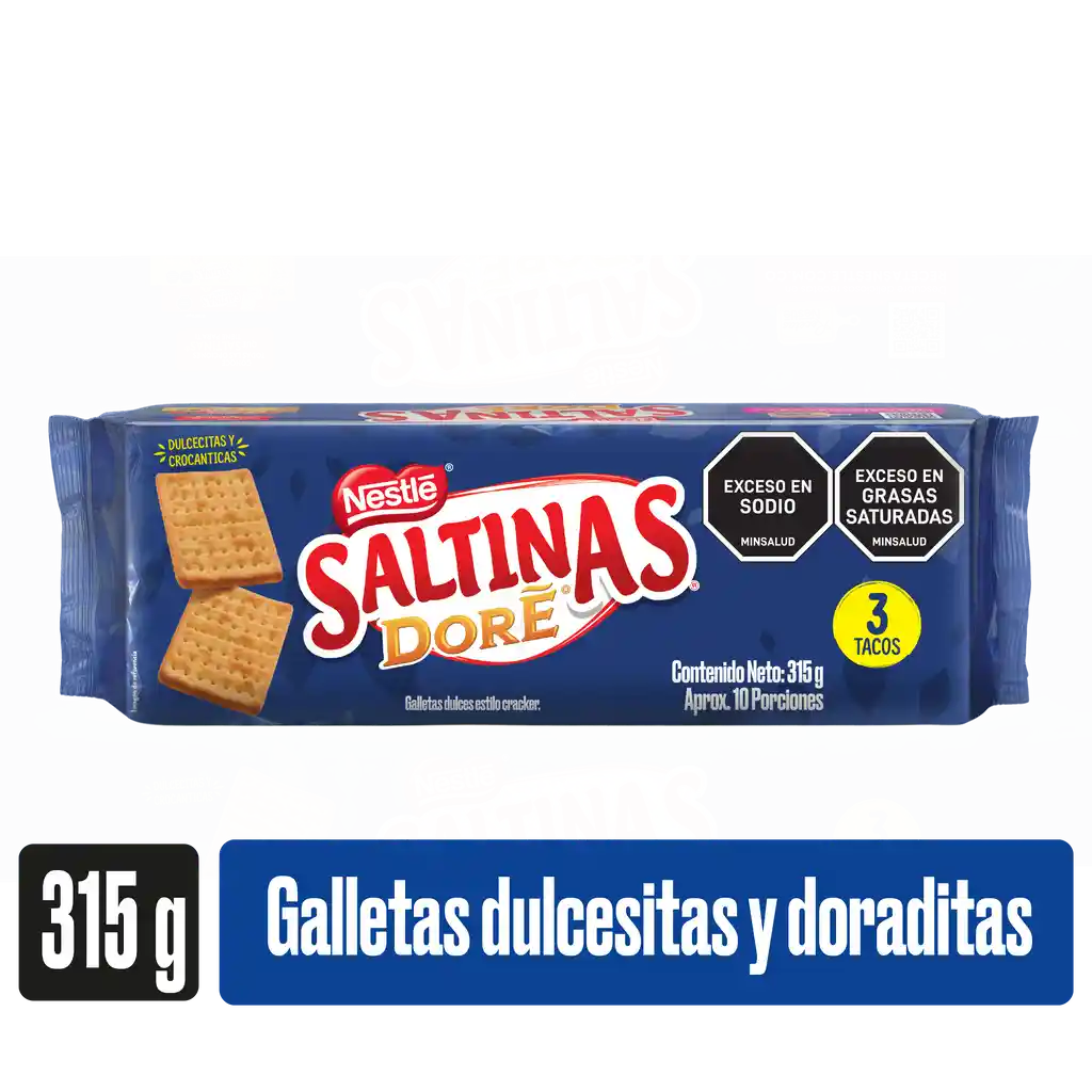 Galletas dulces SALTINAS DORÉ tipo cracker 3 tacos x 315g