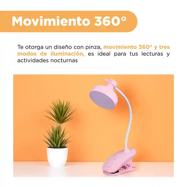 Lámpara Clip on Oso 3 Modos de Color Rosa Mod 2105 Miniso