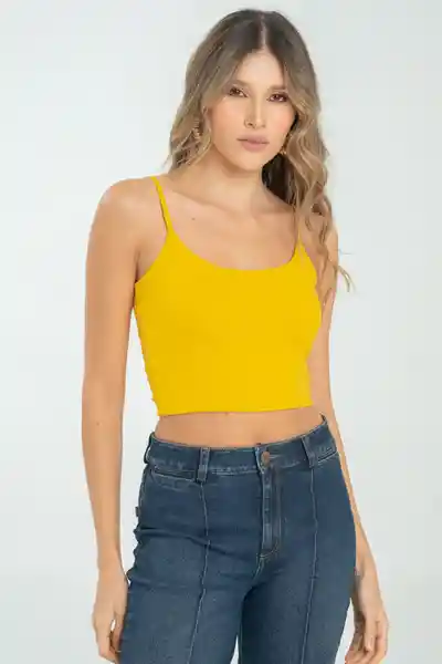 Crop Top Tiras Malibu Color Amarillo Mostaza Talla XL Ragged